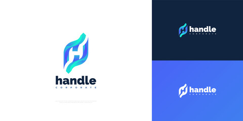 Modern Blue Letter B Logo Design with Negative Space Style. Abstract Initial H Logo in Blue Gradient Concept