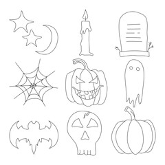 Vector halloween icons. Doodle halloween vector background