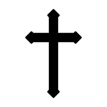 Religion cross icon. Black christian cross symbol illustration