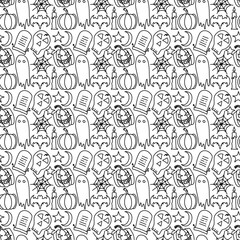 Seamless halloween pattern. Doodle vector halloween background