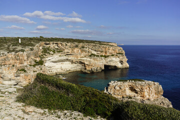 Fototapeta na wymiar cala Figuereta, area natural Cap de ses Salines, costa de Migjorn, Santanyi,Mallorca, islas baleares, Spain