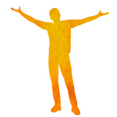 man watercolor silhouette on white background isolated, vector