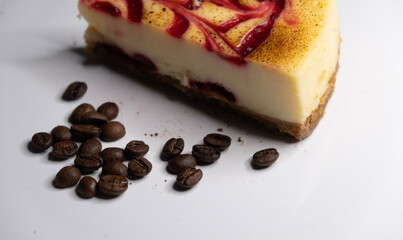 cheesecake and coffee beans