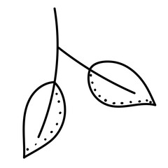 leaf doodle sketch on white background isolated, vector