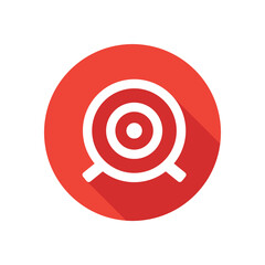 Button circle with target icon in red color. Vector illustration.