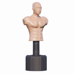 BOXING DUMMY FIGHTER MANNEQUIN TRAINING PRACTICE PUNCH ISOLATED ON WHITE PLAIN BACKGROUND