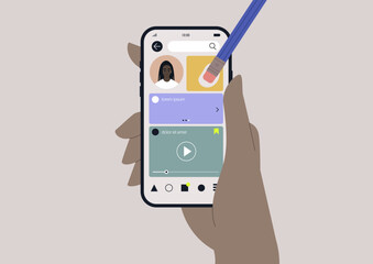A social media censorship concept, a personal profile erased with a pencil eraser