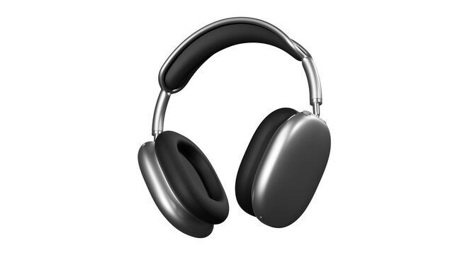 Wireless headphones isolated on a white background, 3d render. Stylish headphones. Transparent background, PNG file.