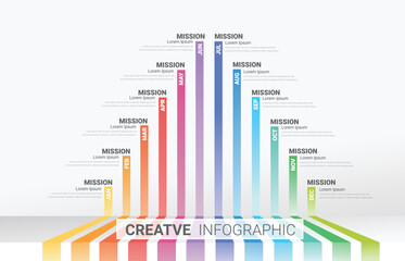 Infographic template for business. modern Timeline for 12 diagram calendars.