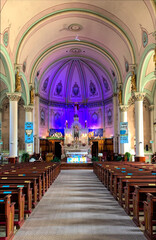 Fototapeta na wymiar Saint-François-Xavier Parish interior built in 1858 in Bromont, Quebec