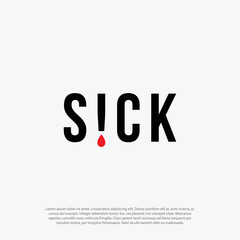 lettering medical sick logo icon vector