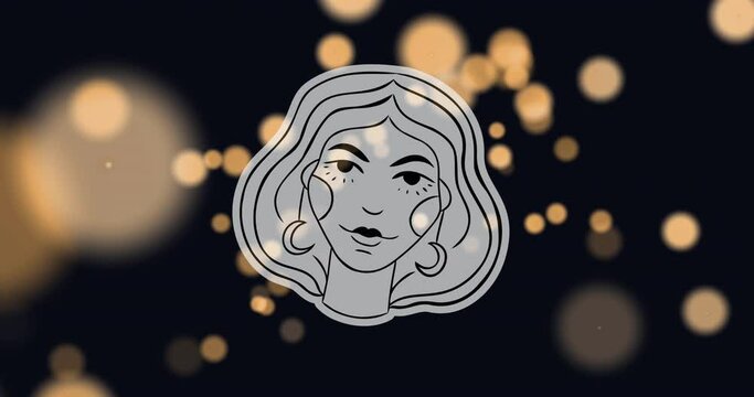 Animation of maiden vector of virgo zodiac sign against illuminated lens flares