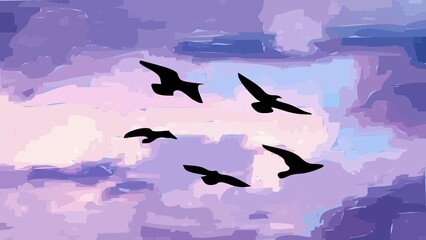 Birds flying in the sky