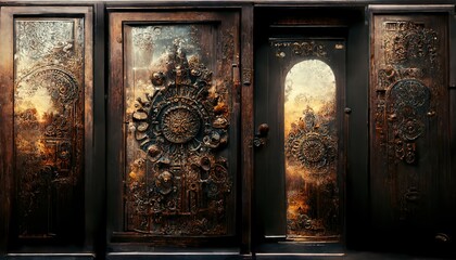 Vintage metal door. 3d rendering.