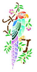 Stained glass style tropical bird