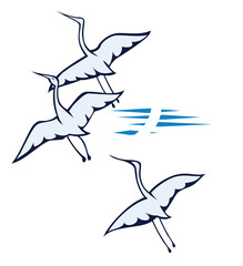 Birds in flight before a new moon