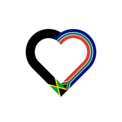 friendship concept. heart ribbon icon of jamaica and south africa flags. vector illustration isolated on white background