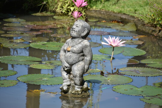 Buddha Statue Peeing in Lily Pond, Bali