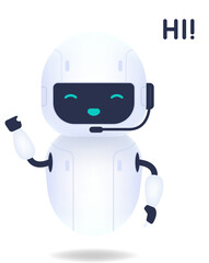 Fototapeta premium White friendly robot say hi. Cute and smile AI robot.