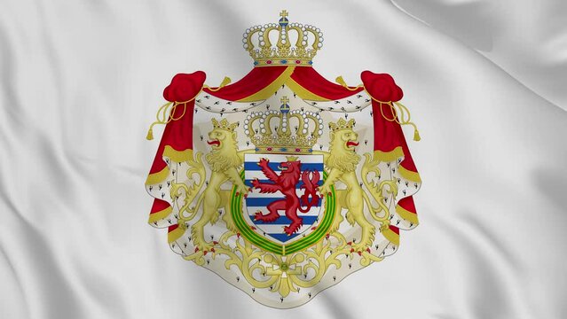 Luxembourg national emblem or symbol  in waving flag. smooth 4k video seemless loop