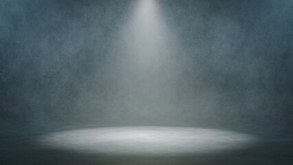 Empty showroom with atmospheric top light for product demonstration with modern background and empty space.