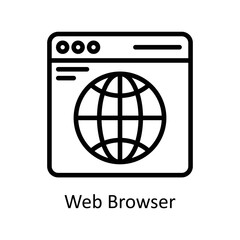 Web Browser vector Outline Icon Design illustration on White background. EPS 10 File
