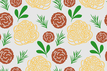 Pasta and meatballs pattern seamless. Food background