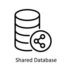 Shared Database  vector Outline Icon Design illustration on White background. EPS 10 File