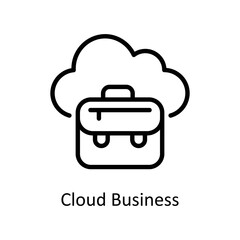 Cloud Business  vector Outline Icon Design illustration on White background. EPS 10 File