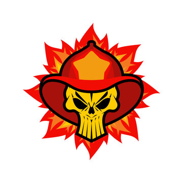Firefighter Skull in helmet sign. Fire department symbol. fireman emblem