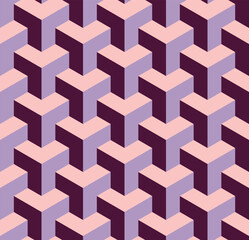 Abstract 3D Geometric Seamless Pattern Cube Columns Vector Background Design Perfect for Allover Fabric Print or Wrapping Paper