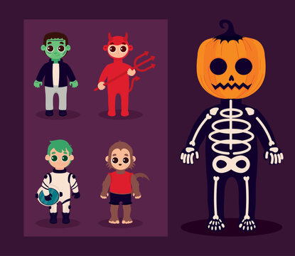 set of halloween characters