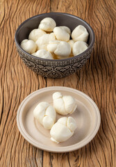 Nozinho or Knot mozzarella, typical brazilian artisanal fresh white cheese