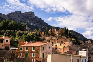 Fototapeta na wymiar View of the beautiful mountain village of Estellenchs. Photography made in Palma, Mallorca, Spain.