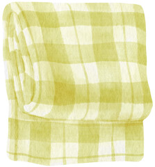 Green Checkered Beach towel and picnic blanket watercolor