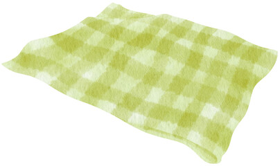 Green Checkered Beach towel and picnic blanket watercolor