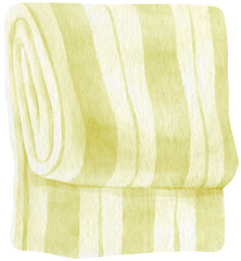 green striped beach towel picnic blanket watercolor style