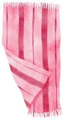 Striped pink Beach towel picnic blanket watercolor style