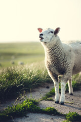 Blökendes Schaf am Deich
