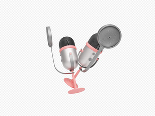 Streaming Microphone  3d icon with pop filter 