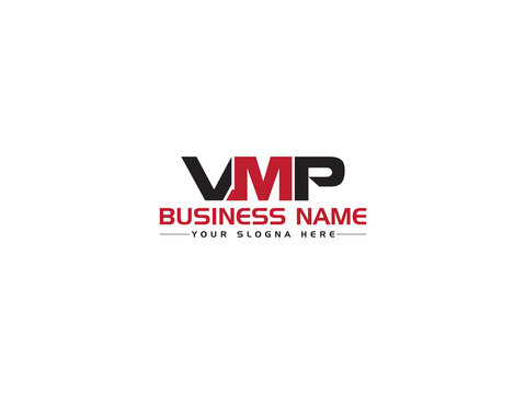 Colorful VMP logo Icon, Monogram vmp Letter Logo Concept With Black and Red Color Icon Design