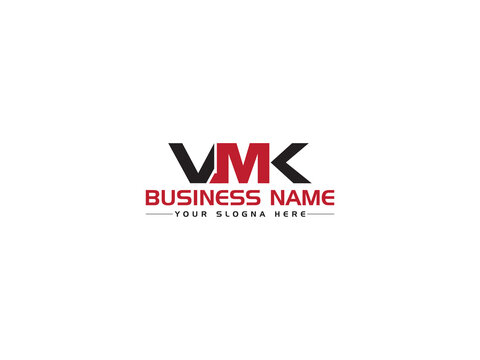 Colorful VMK logo Icon, Monogram vmk Letter Logo Concept With Black and Red Color Icon Design