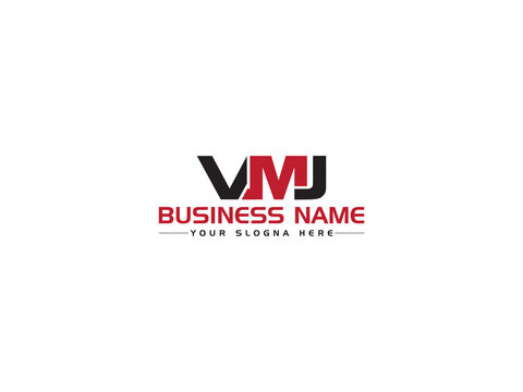Colorful VMJ logo Icon, Monogram vmj Letter Logo Concept With Black and Red Color Icon Design