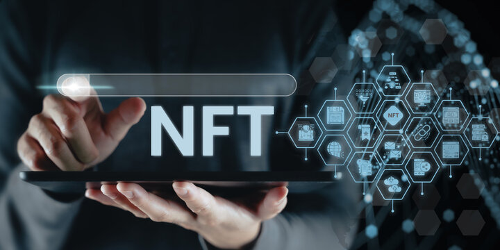 NFT Non fungible Token, digital marketing image, online marketing image
