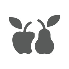 Apple and pear black vector icon. Healthy, vegan and vegetarian eating filled symbol.