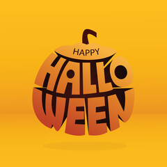 Happy Halloween vector illustration for greeting Holiday on 31 October. Happy Halloween 3d lettering, banner, poster, greeting card, party invitation. 