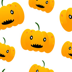 Obraz na płótnie Canvas Seamless pattern with Funny Pumpkin, halloween background, great design for any purposes. Cartoon vector illustration. Happy halloween. Cute autumn design.