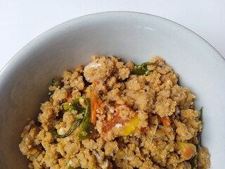 Close up stir fry orek oncom 