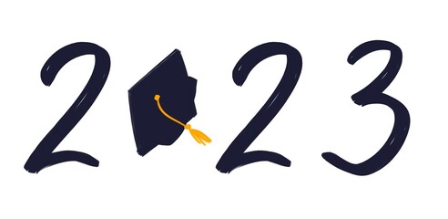 Class of 2023 handwritten typography. Education. Students 2023 class