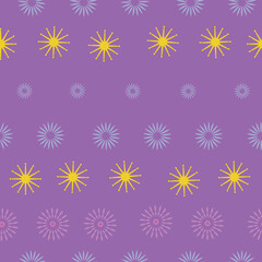 Fototapeta na wymiar Abstract pink yellow blue doodle stars striped seamless pattern background design